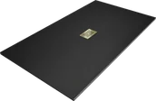 Brodziki prysznicowe - Mexen Hugo brodzik prostokątny SMC 150 x 100 cm, czarny, maskownica złota - 42701015-G - miniaturka - grafika 1
