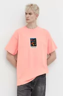 Koszulki męskie - Volcom t-shirt bawełniany x ARTHUR LONGO męski kolor różowy z nadrukiem - miniaturka - grafika 1