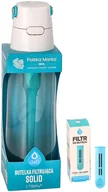 Butelki filtrujące - Butelka filtrująca Solid Turkusowa 0,7L + 2x filtr wkład węglowy do butelki - miniaturka - grafika 1