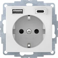 Gniazdka elektryczne - Gniazdo z ładowarką B.Kwadrat/B.3/B.7 USB A+C 2.4/3.0 A - biały mat - miniaturka - grafika 1