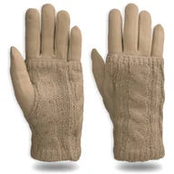 Rękawiczki - Rękawiczki Damskie Ladygrace Beżowe Dotykowe 2 W 1 - miniaturka - grafika 1