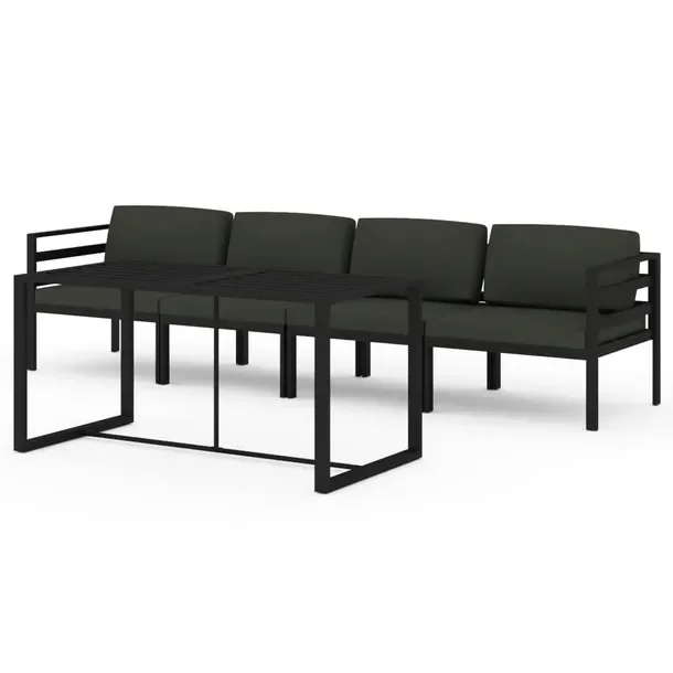 Aluminiowy zestaw wypoczynkowy do ogrodu antracytowy, modułowy 120x60x66 c