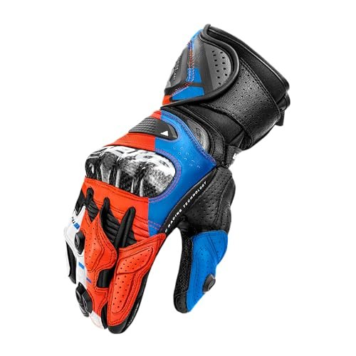 SHIMA RS-3 Rękawiczki motocyklowe, męskie, skórzane, długie, letnie rękawice motocyklowe, ochrona ekranu dotykowego, na wycieczki, skórzane, wentylowane, wzmocnione, wycieraczki (męskie, niebieskie