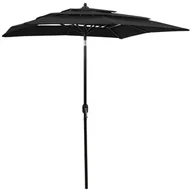 Parasole ogrodowe - vidaXL 3-poziomowy parasol na aluminiowym słupku, czarny, 2x2 m 313850 - miniaturka - grafika 1