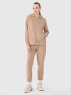 Spodnie sportowe damskie - 4F Spodnie dresowe joggery damskie - beżowe XL - miniaturka - grafika 1