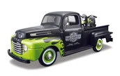 Kolekcjonerskie modele pojazdów - Maisto Ford F-1 Pickup '48 + FL Panhead' 48: nadania modelu samochodu z motocykl 1: 24, drzwi do otwierania, gotowy model, 18 cm, czarno-zielony (532171) - miniaturka - grafika 1