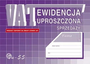 Michalczyk&Prokop EWIDENCJA VAT UPROSZCZONA SPRZEDAŻY A5 VU55 - Druki akcydensowe - miniaturka - grafika 1