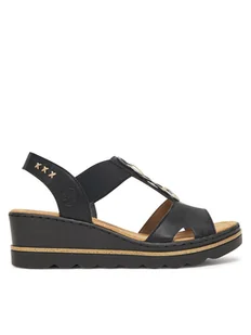 Rieker Sandały 67498-00 Czarny - Sandały damskie - miniaturka - grafika 1