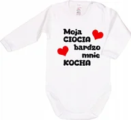 Body dla niemowląt - BODY NAPIS nadruk MOJA CIOCIA BARDZO MNIE KOCHA r 104 KLEKLE - miniaturka - grafika 1