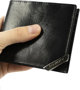 Rovicky Poziomy portfel męski ze srebrnym akcentem, skóra naturalna licowa Rovicky NoSize - Portfele - miniaturka - grafika 1