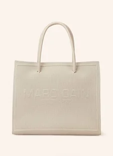 Marc Cain Torba Shopper Z Błyszczącą Przędzą beige - Torebki damskie - miniaturka - grafika 1