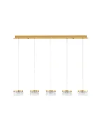 Lampy sufitowe - MINEROS LE44583 Lampa wisząca LED Pięciopunktowa Złota z kryształowymi kloszami walcowymi - miniaturka - grafika 1