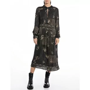 Replay Damska sukienka maxi, 010 Dark Brown/Cream, XL - Sukienki - miniaturka - grafika 1