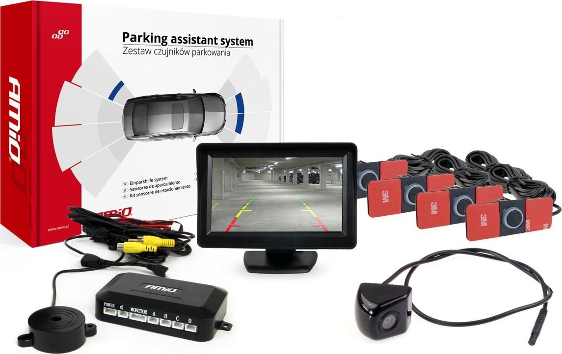 AMiO Zestaw czujników parkowania tft 4,3