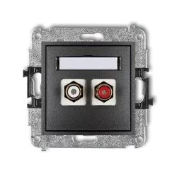Karlik Gniazdo podwójne RCA MINI Grafit 28MGRCA-2 - Gniazdka elektryczne - miniaturka - grafika 1