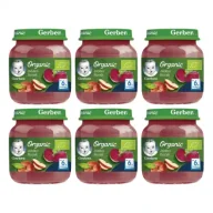 Desery dla dzieci - Gerber Organic Deserek jabłko burak dla niemowląt po 6 miesiącu Zgrzewka 6 x 125 g Bio - miniaturka - grafika 1