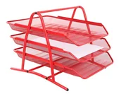 Półki na dokumenty - NET Półka na dokumenty siatka czerwona 3 szuflady 3A Net W2001 - miniaturka - grafika 1