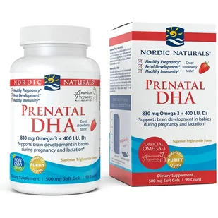 Nordic Naturals Nordic Naturals Prenatal DHA 830 mg smak truskawkowy - 90 kapsułek NN017537 - Witaminy i minerały - miniaturka - grafika 1