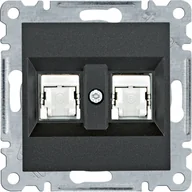 Gniazdka elektryczne - Hager Gniazdo komputerowe 2xRJ45 kat. 6 FTP LUMINA - czarny mat - miniaturka - grafika 1