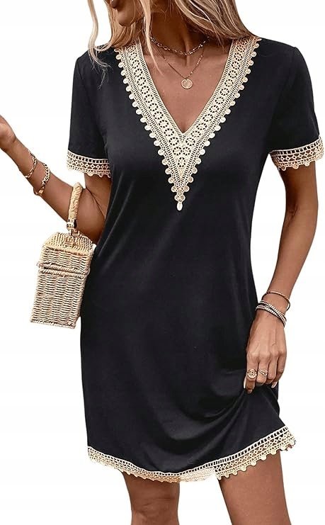 SHEIN SUKIENKA PROSTA CZARNA Z HAFTEM 36 11KA