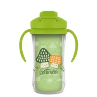 Bidony dla dzieci - Dr.Browns TC01203 Kubek termiczny ze słomką 300ml zielony + 12m - miniaturka - grafika 1