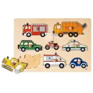 Układanki dla dzieci - Goki Układanka z uchwytami Pojazdy - miniaturka - grafika 1
