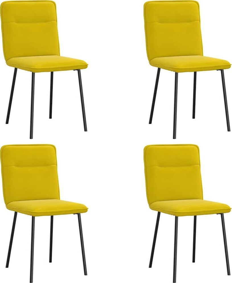 Krzesła stołowe, 4 szt., żółte, aksamitne