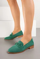 Mokasyny damskie - Zielone Mokasyny Vices z Perforacją z Wkładką ze Skóry Naturalnej Felithria - miniaturka - grafika 1