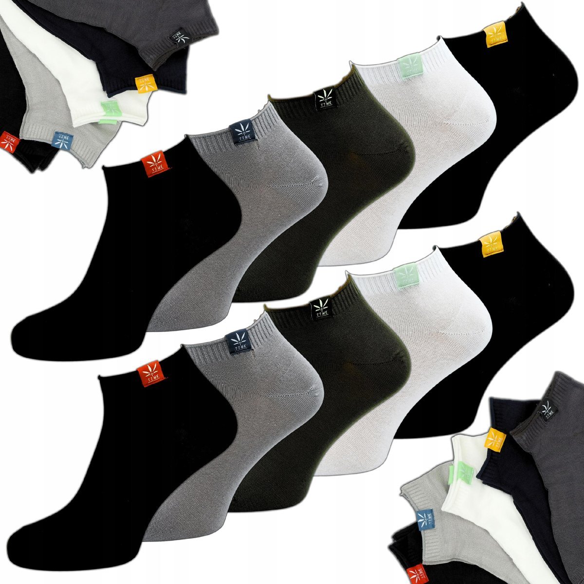 STOPKI MĘSKIE SKARPETY BAMBUSOWE NISKIE SKARPETKI KOLOROWE 10 PAR 40/43