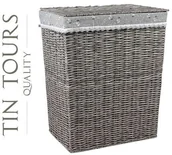 Kosze na bieliznę - SZARY KOSZ NA PRANIE Z TECHNORATTANU Z MATERIAŁEM 44x34x55h cm - miniaturka - grafika 1