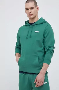 Hummel bluza bawełniana męska kolor zielony z kapturem z nadrukiem - Bluzy męskie - miniaturka - grafika 1
