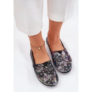 Skórzane Baleriny Ze Wzorem Maciejka T1930-39 Czarne - Baleriny - miniaturka - grafika 1
