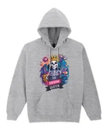 Bluzy męskie - Bluza z kapturem z nadrukiem Szkielet w koronie Szara XL - miniaturka - grafika 1