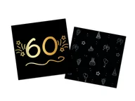 Dekoracje i nakrycia stołu na imprezę - Serwetki na sześćdziesiąte urodziny czarne - 33 cm - 16 szt. - miniaturka - grafika 1