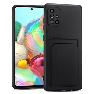 Etui na telefon komórkowy Samsung Galaxy A51 Silikonowe etui ochronne z kieszenią na kartę Slim Wallet Case, czarne - Etui i futerały do telefonów - miniaturka - grafika 1