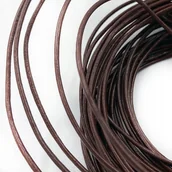 Zabawki kreatywne - Rzemień skórzany 3mm okrągły 100cm - brąz/vintage - miniaturka - grafika 1