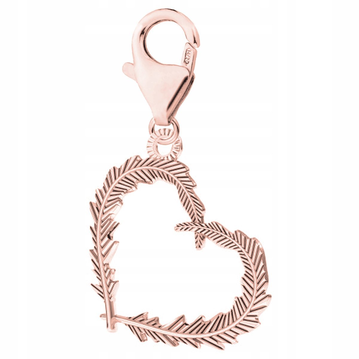 Zawieszka Serce z Piór różowe złoto srebro 925