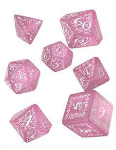 Elvish Shimmering Dice Set, karty różowe, białe Q-Workshop - gra - Akcesoria do gier planszowych - miniaturka - grafika 1