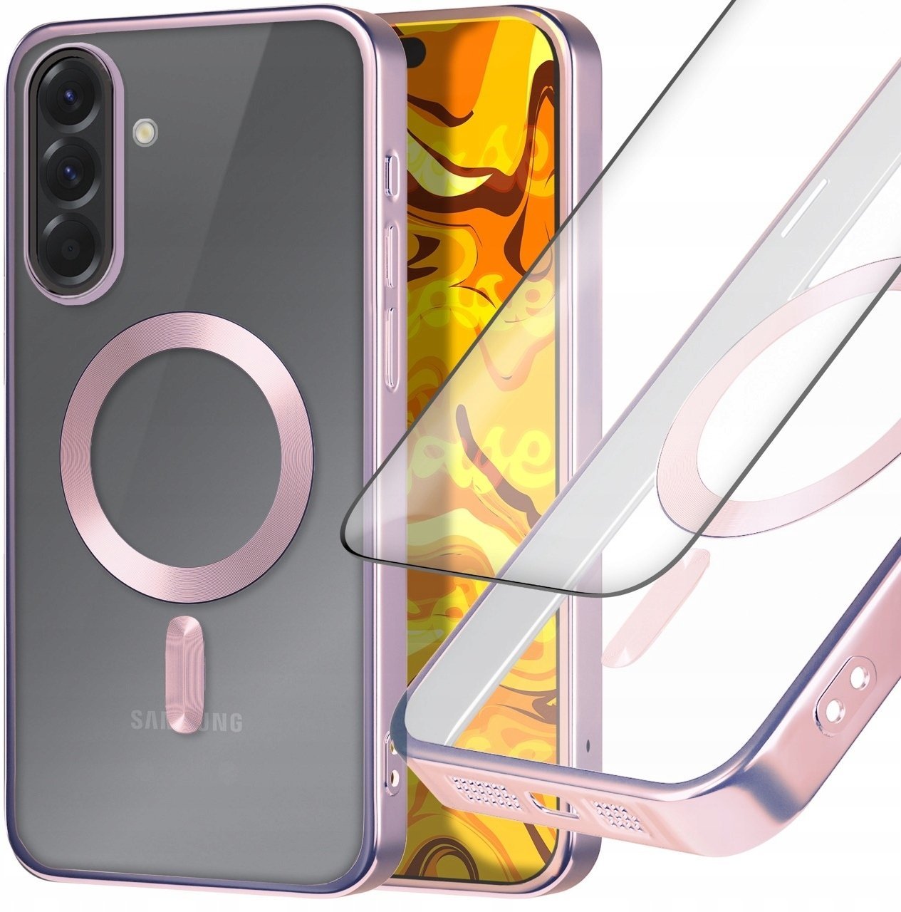 Hello Case Etui Do Galaxy A36 / A37 / A57 Do Magsafe, Różowe Złoto, Clear Szkło