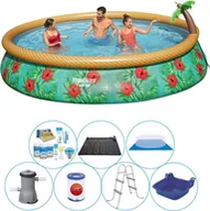 Baseny ogrodowe - Basen wraz z akcesoriami - Bestway Fast Set Tropical Flowers 457x84 cm - okrągły - miniaturka - grafika 1