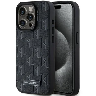 Karl Lagerfeld KLHMP15XPKHPORPK iPhone 15 Pro Max 6.7" hardcase czarny/black Leather Monogram Metal Logo - Etui i futerały do telefonów - miniaturka - grafika 1