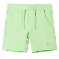 Spodnie sportowe damskie - Spodenki dziecięce, fluorescencyjny zielony, 128 Lumarko! - miniaturka - grafika 1