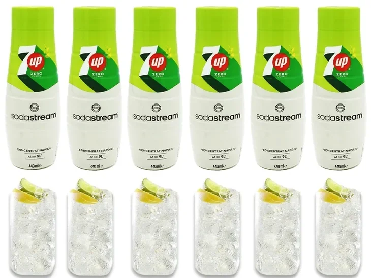 6x Syrop Sodastream Koncentrat 7up Free Do Saturatora 9l Napoju Z 440ml