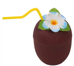 KUBEK KOKOS ZE SŁOMKĄ  I KWIATKIEM - Kubki - miniaturka - grafika 1