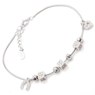 Srebrna bransoletka 925 cyrkoniowe kostki podkowa - Bransoletki - miniaturka - grafika 1