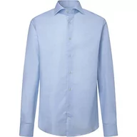 Koszule męskie - Hackett London Męska koszula z cienkiej bawełny lnianej, niebo, 16, Niebo, 40 - miniaturka - grafika 1