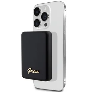 Guess Powerbank indukcyjny 5W GUPBM3ALGSGK 3000mAh czarny/black MagSafe Metal Script Logo - Powerbanki - miniaturka - grafika 1