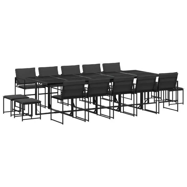 Zestaw mebli ogrodowych 275 x 107 x 72 cm, czarny, tkanina textilene, stal