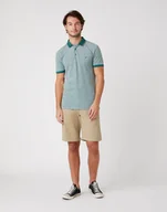 Koszulki męskie - MĘSKIE POLO WRANGLER SS REFINED POLO MALLARD GREEN W7AFKHG28 112131333 - Wrangler - miniaturka - grafika 1
