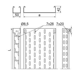 KCL300H42/3 N korytko metalowe perforowane, blacha 0.7mm - Inne akcesoria elektryczne - miniaturka - grafika 2
